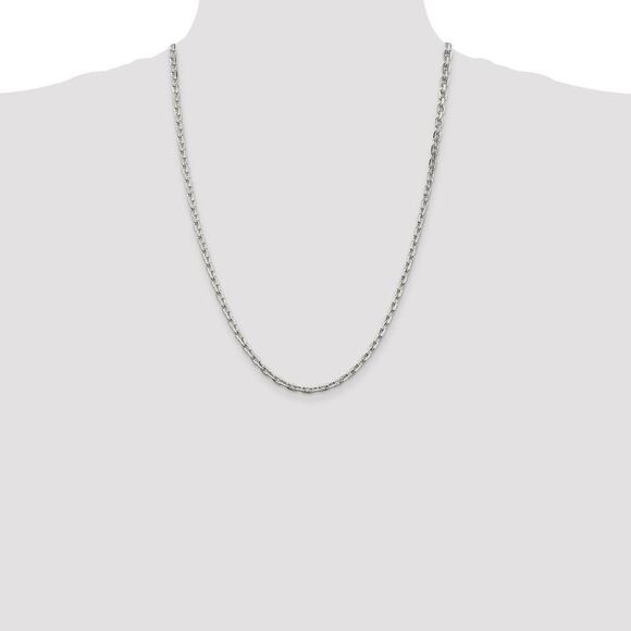 4mm Sterling Silver Solid Beveled Oval Cable Chain Necklace, 24 Inch - Picture 2 of 8